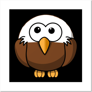 Cute Observant Owl/Bald Eagle Bird Animal Posters and Art